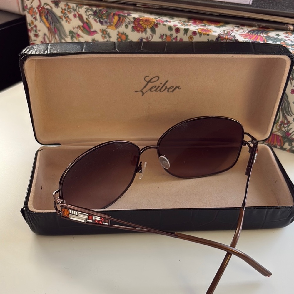Judith Leiber Brown Sunglasses with Swarovski crystals